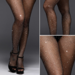 Women's Sexy Latin Ballroom Dance Wear 3 Sizes Black Rhinestone Stockings Slim Diamond Fishnet Pantyhose Tights - Image 5