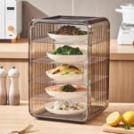Transparent insulated food cover box with multiple layers storing cooked food dustproof kitchen storage organizer