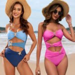 cut out one piece swimwear for women star detail monokini beachwear wholesale collection
