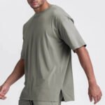 Grey men oversized t shirt loose fit casual streetwear cotton half sleeve tee