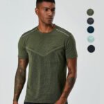 green men gym t shirt quick dry breathable slim fit workout sports tee