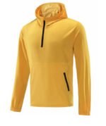 Yellow men hooded sports jacket lightweight quick dry zip hoodie outdoor running windbreaker