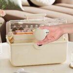 Multilayer plastic desktop medicine cabinet portable storage box organizer with handle