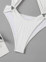White cut-out one piece swimwear for women premium stretch fabric beachwear wholesale