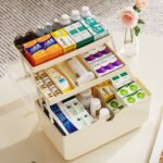 Multilayer plastic desktop medicine cabinet portable storage box organizer with handle