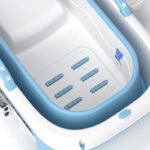 Blue Foldable Bathtub – Portable Plastic Bath Tub for Infants & Toddlers