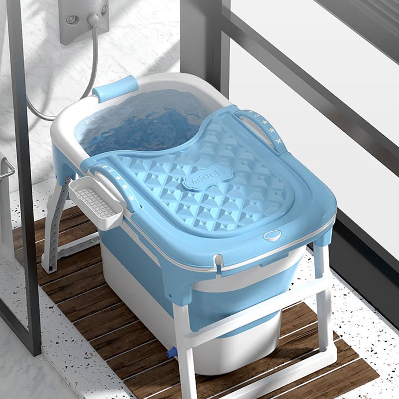 Blue Foldable Bathtub – Portable Plastic Bath Tub for Infants & Toddlers Blue Foldable Bathtub – Portable Plastic Bath Tub for Infants & Toddlers