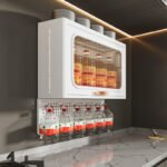 White wall mounted plastic organizer cabinet dust proof storage with pegboard for kitchen and bathroom