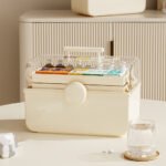 Multilayer plastic desktop medicine cabinet portable storage box organizer with handle