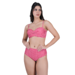woman wearing red checkered plus size bikini set side view stylish summer swimwear