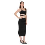 Women Black Crop Top & Bodycon Skirt Co-Ord Set – Stylish & Trendy Outfit - Image 2
