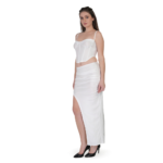 Women White Corset Top with High Slit Long Skirt Co-Ord Set Elegant Party Wear - Image 4