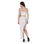 Women White Corset Top with High Slit Long Skirt Co-Ord Set Elegant Party Wear - Image 3