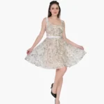 Girl’s Floral Apricot Sleeveless Mini Summer Party Dress
