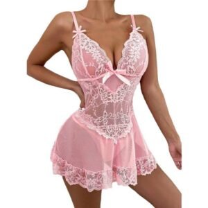 Lace Cute Transparent Gauze Bow Embroidery Sleep Dress