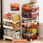 Rolling Kitchen Organizer Cart with Transparent Baskets - Image 7