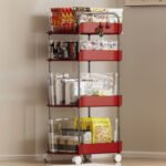 Rolling Kitchen Organizer Cart with Transparent Baskets - Image 5