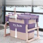 Foldable Bath Tub for Babies&Adults with Lid up to 71.5CM High Portable Design With Storage Compartment and Massage Roller