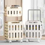 Rolling Laundry Basket with Wheels & Handle Plastic Hamper Modern Clothes Toy Organizer for Small Spaces - Image 5