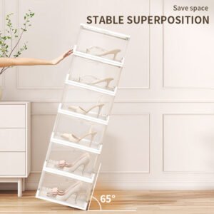 New Style Magnetic Stackable Foldable Plastic Shoe Box Transparent Sneakers Shoe Container Storage Box