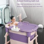 Foldable Bath Tub for Babies&Adults with Lid up to 71.5CM High Portable Design With Storage Compartment and Massage Roller