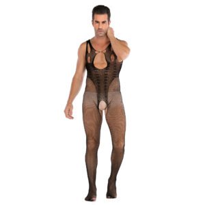 Mens Lingerie One Piece Bodysuits Open Crotch Pantyhose