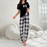 Women's Summer Cotton Check Night Suit