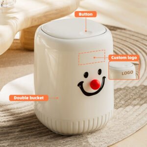 Waterproof Plastic Waste Bin with Push-Top Lid