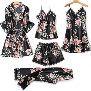 Women's 5-Piece Satin Nightwear Set