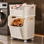 Premium 2-Tier Laundry Basket with Wheels - Image 6