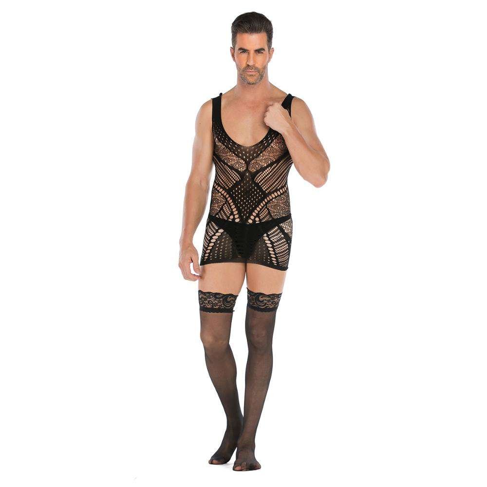 HTB1U_ZNeqSs3KVjSZPiq6AsiVXa5 Sexy Man Bodystocking Fishnet Dress Stocking Suit Sexy Men Lingerie Sleepwear - Image 1