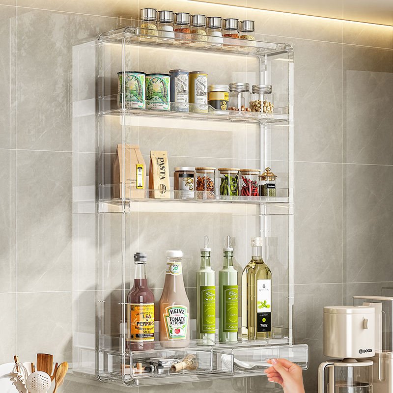 Hafaa70f36c8543b2a5e77c4def20e186V Clear Wall-Mounted Kitchen Storage Rack - Image 1