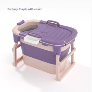 Foldable Bath Tub for Babies&Adults with Lid up to 71.5CM High Portable Design With Storage Compartment and Massage Roller
