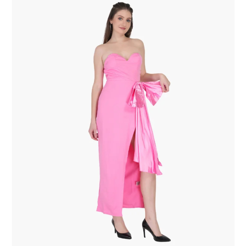 Untitled design (20) Solid Color Strapless Bodycon Maxi Dress - Image 1