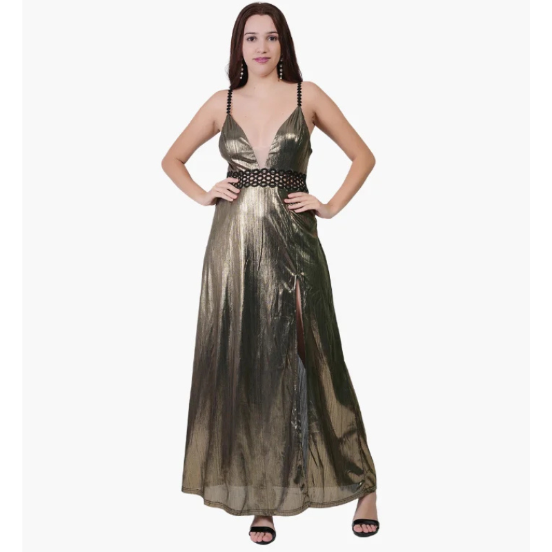 Untitled design (24) Girl’s Golden Dress - Image 1