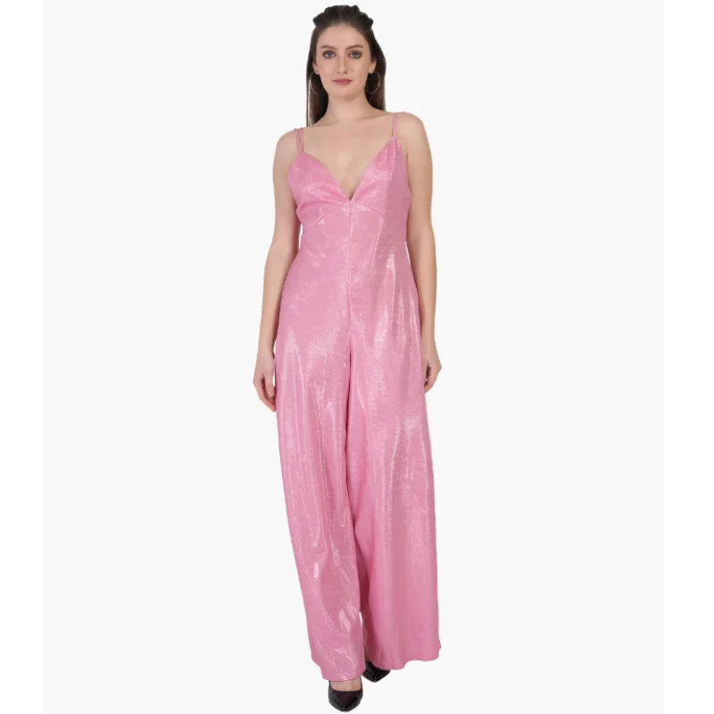 Untitled design (27) Girl’s Party Wear Jumpsuit Pink - Image 1
