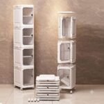 Narrow Slim Rolling Storage Cabinet - 20cm Stackable Organizer with 360° Casters Clear Door for Bathroom Kitchen Bedroom - Image 5