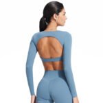Women’s Long Sleeve Open-Back Yoga Top - Image 3
