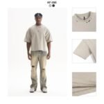 Men's Drop Shoulder Streetwear T-ShirtMaterial Cotton Collar O-Neck Sleeve Style Short sleeve Fabric Weight 250g Fit Type Loose fit Pattern Type Solid - Image 5