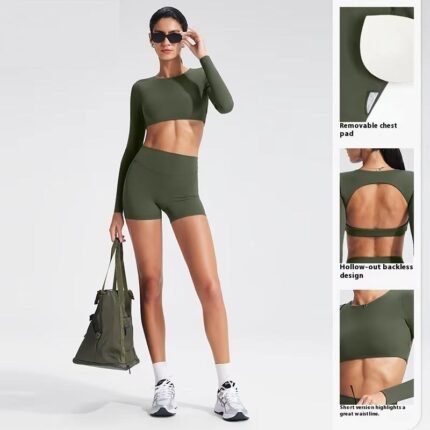 Women’s Long Sleeve Open-Back Yoga Top