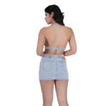 Women Washed Denim Casual Sexy Summer Stretch Plus Size Short Skirt Set - Image 3