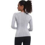 Women's Yoga Tops Seamless Quick Dry Long Sleeve Sports Shirt Breathable Athletic Top Slim Fit