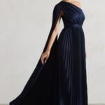 Asymmetric Split Maxi Dress With Cape Sleeve