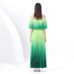 Women's dress One-shoulder pleated ruffle floral long dress
