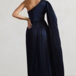 Asymmetric Split Maxi Dress With Cape Sleeve