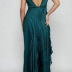 Women's Dress Deep V Pleated Maxi Dress