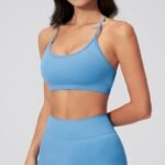 Women Seamless Sports Bra U Neck Criss Cross Multi Strap Back Removable Chest Pads Breathable Stretch Yoga Workout Bra