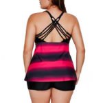 Women’s Plus-Size Striped High-Waist Tummy-Control Bikini Set