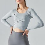 Women’s Thermal Long-Sleeve Padded Yoga & Fitness Crop Top