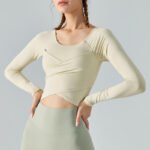 Women’s Thermal Long-Sleeve Padded Yoga & Fitness Crop Top